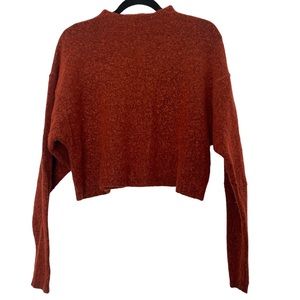 Free People Dolman Sleeved Cropped Turtle Neck Orange Sweater